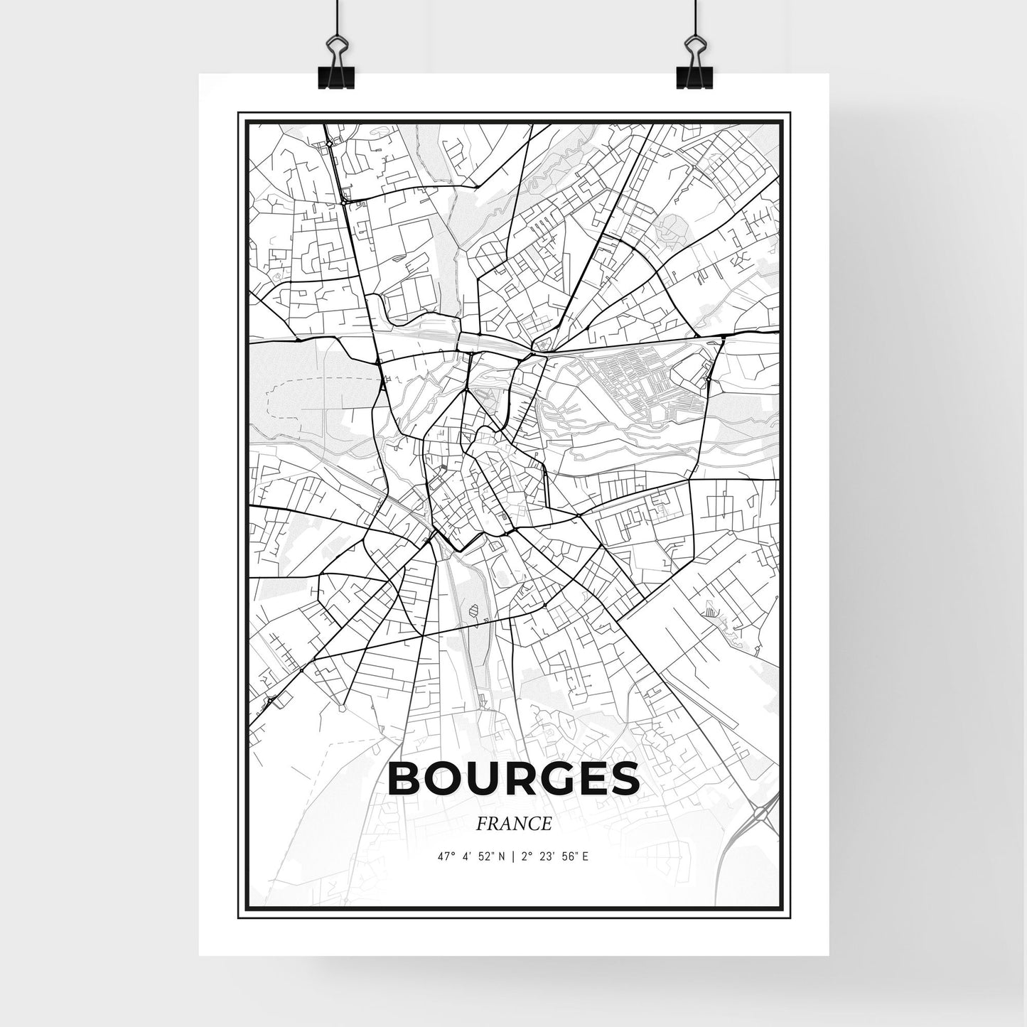 Bourges France - Premium City Map Poster