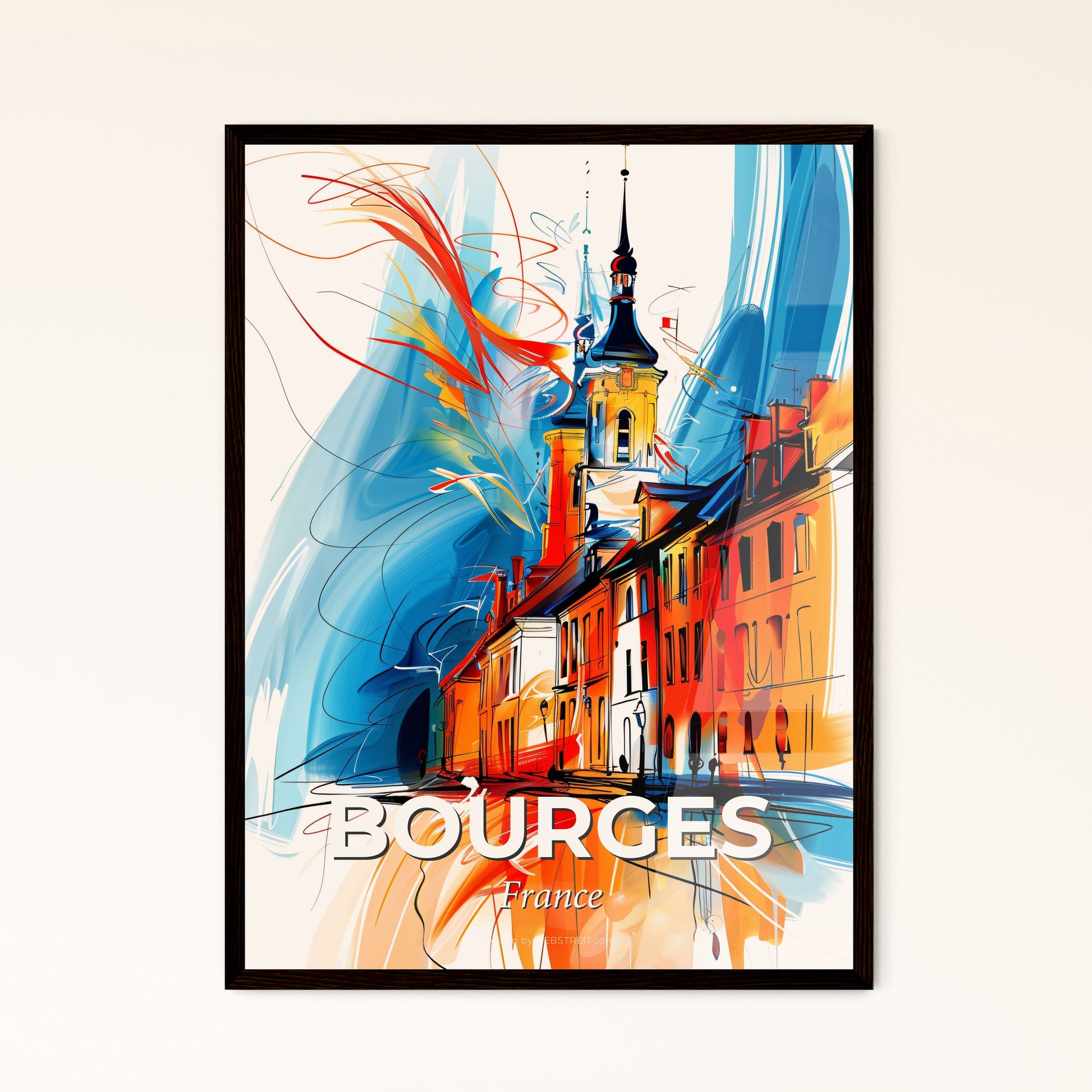 Vibrant Bourges, France - A Painting Of A Building