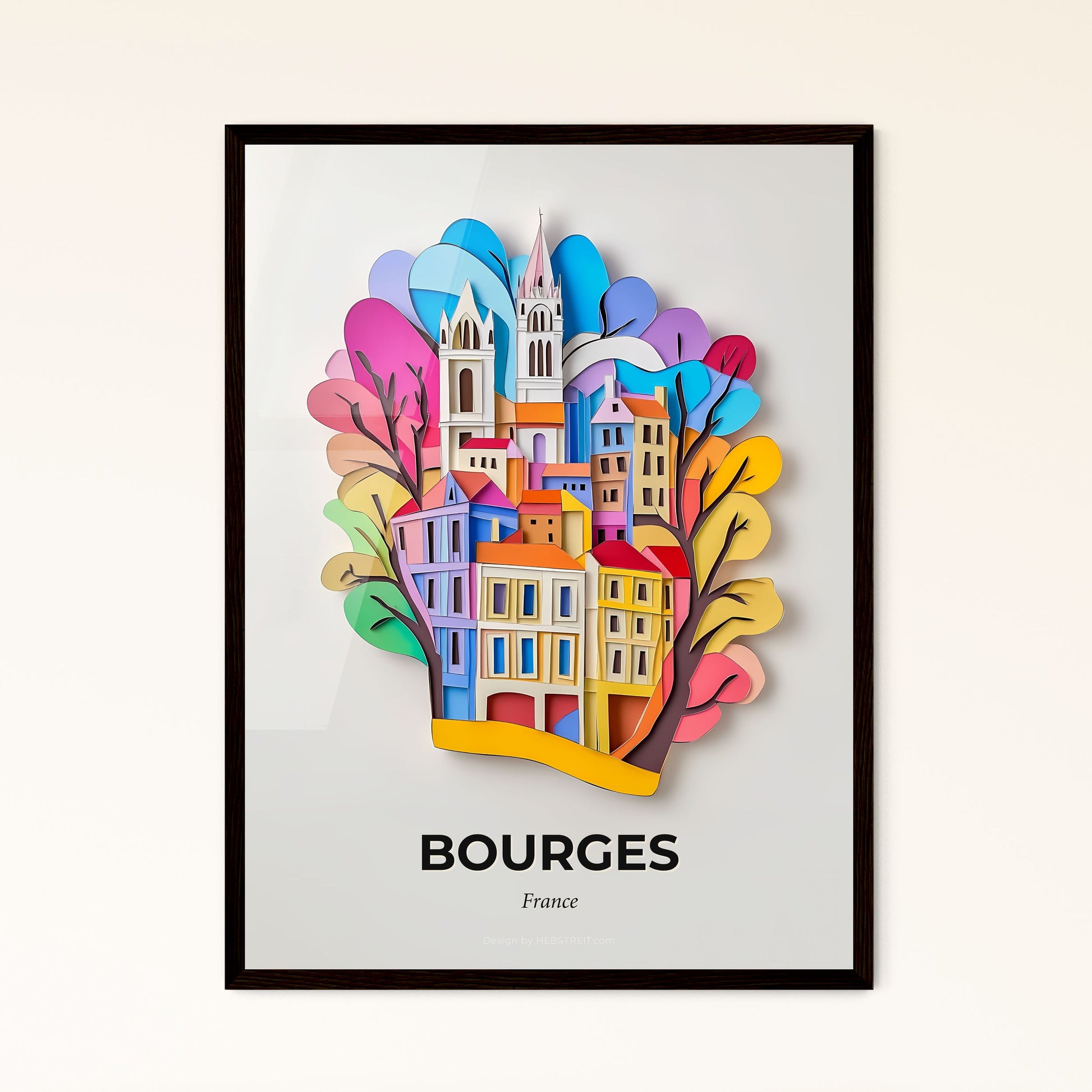 Vivid Bourges, France - a paper cut of a city with trees