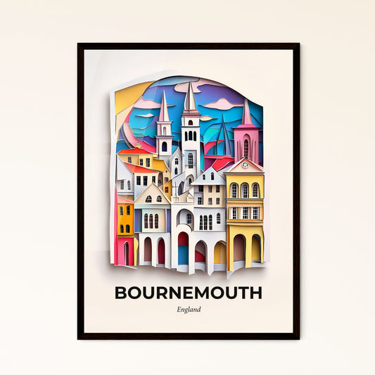 Vivid Bournemouth, England - a paper cut of a city with a clock