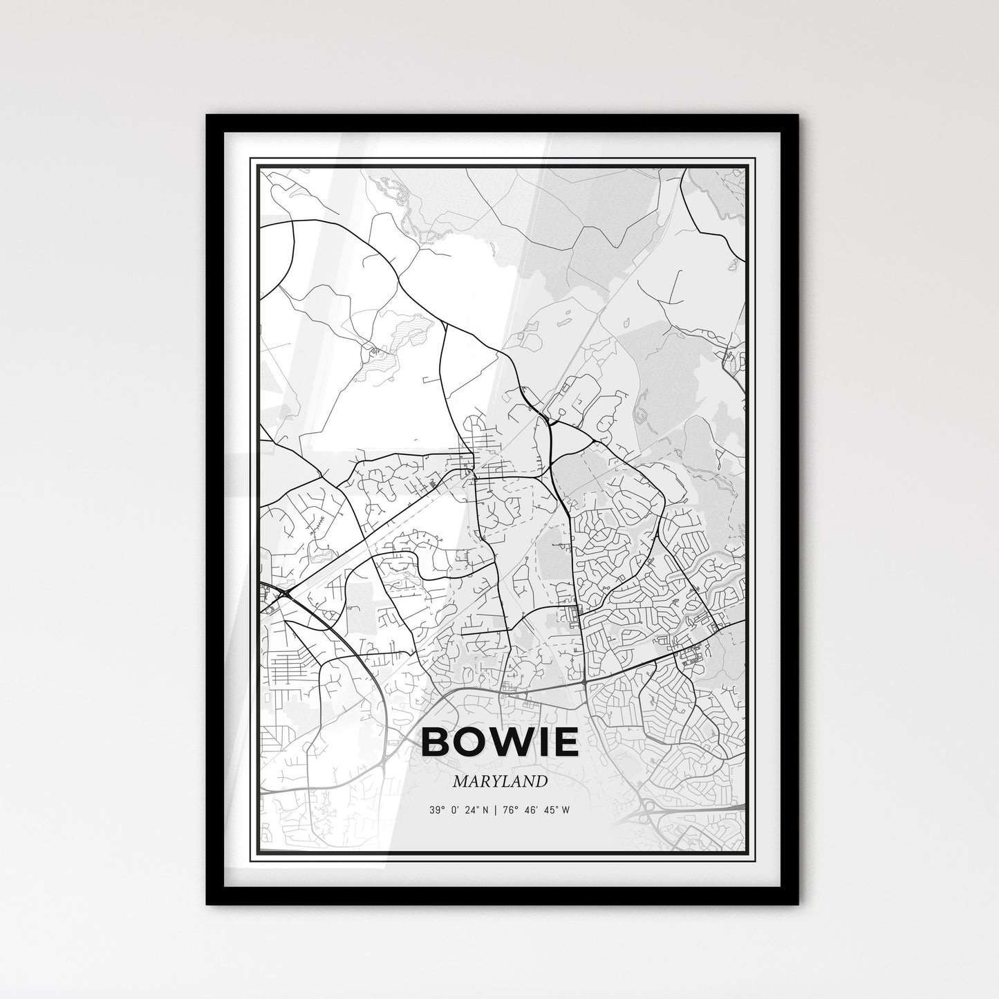 Bowie Maryland - Scandinavian Style City Map for Modern Home Decor