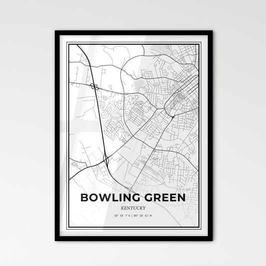 Bowling Green Kentucky - Scandinavian Style City Map for Modern Home Decor