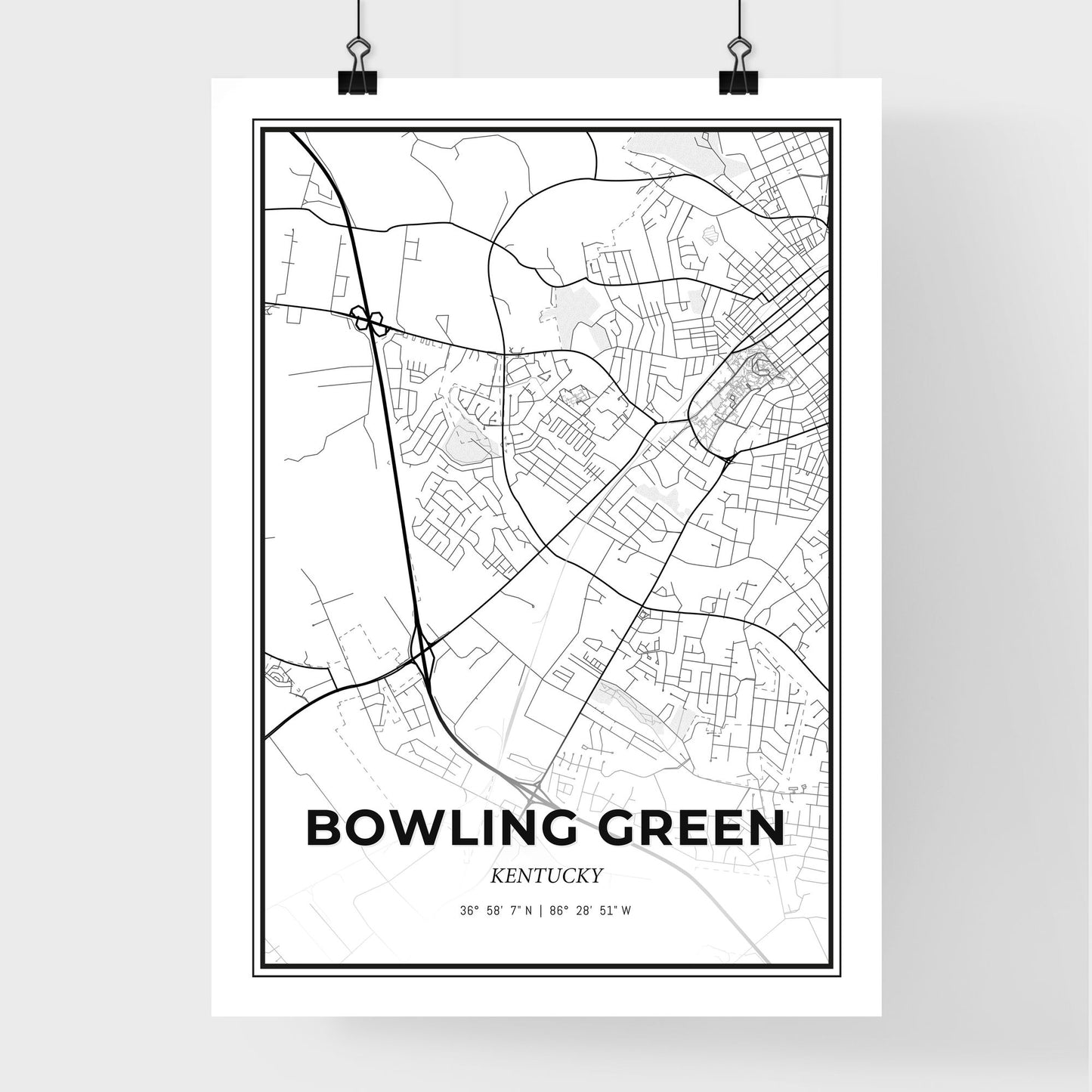 Bowling Green Kentucky - Premium City Map Poster