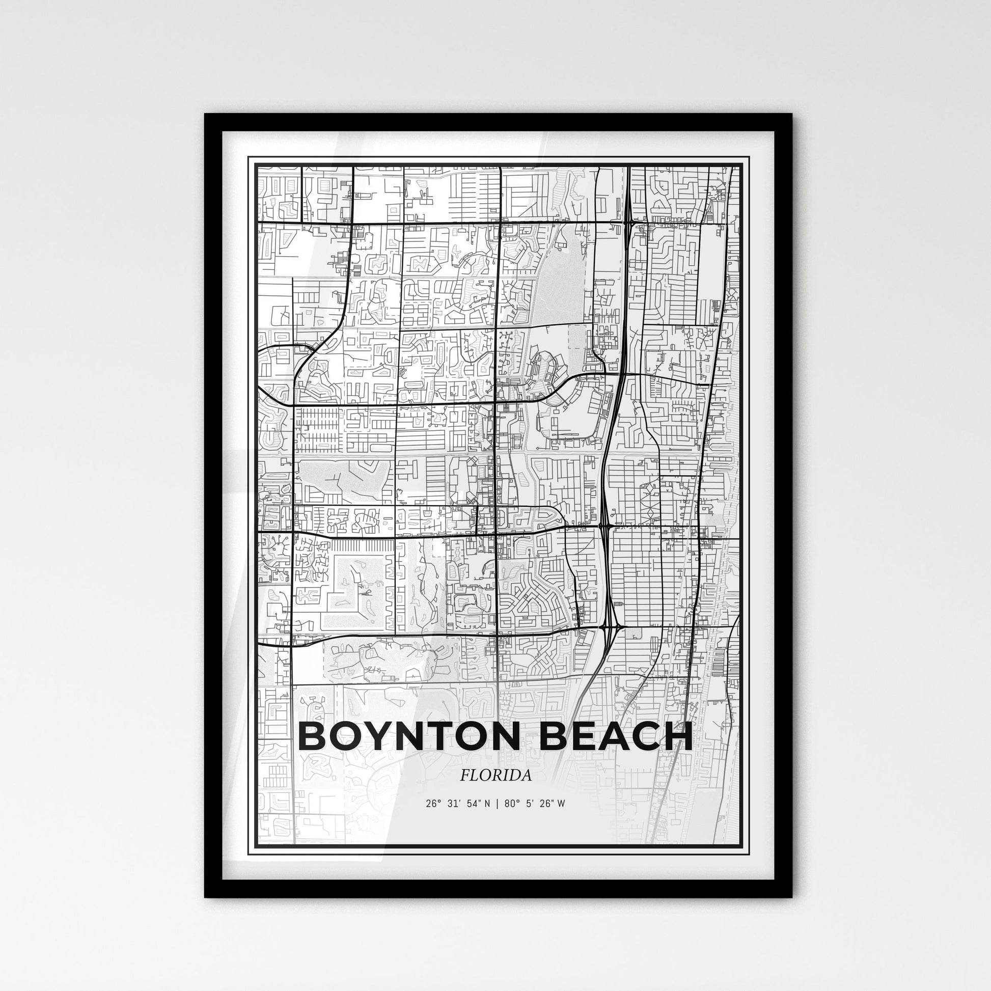 Boynton Beach Florida - Scandinavian Style City Map for Modern Home Decor