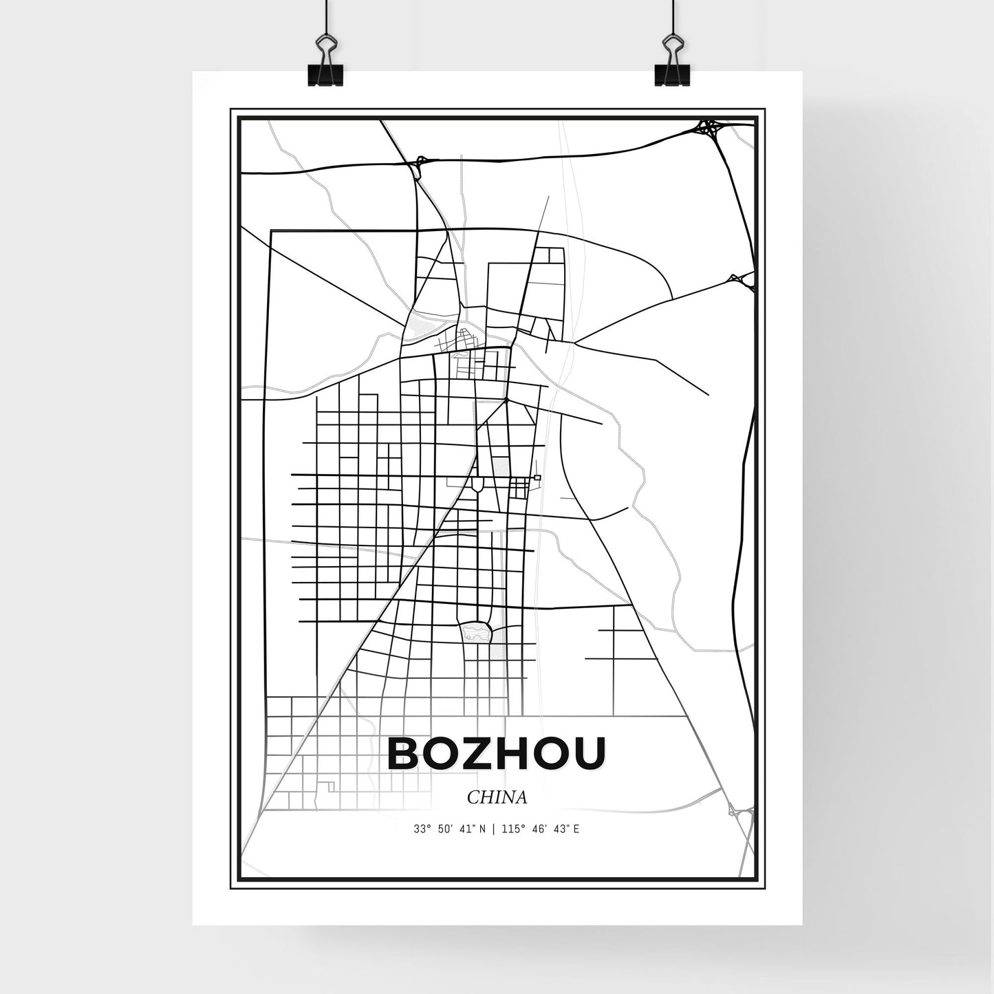 Bozhou China - Premium City Map Poster