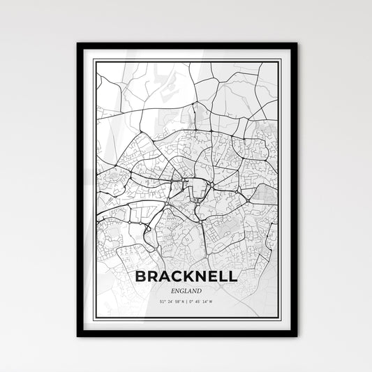 Bracknell England - Scandinavian Style City Map for Modern Home Decor