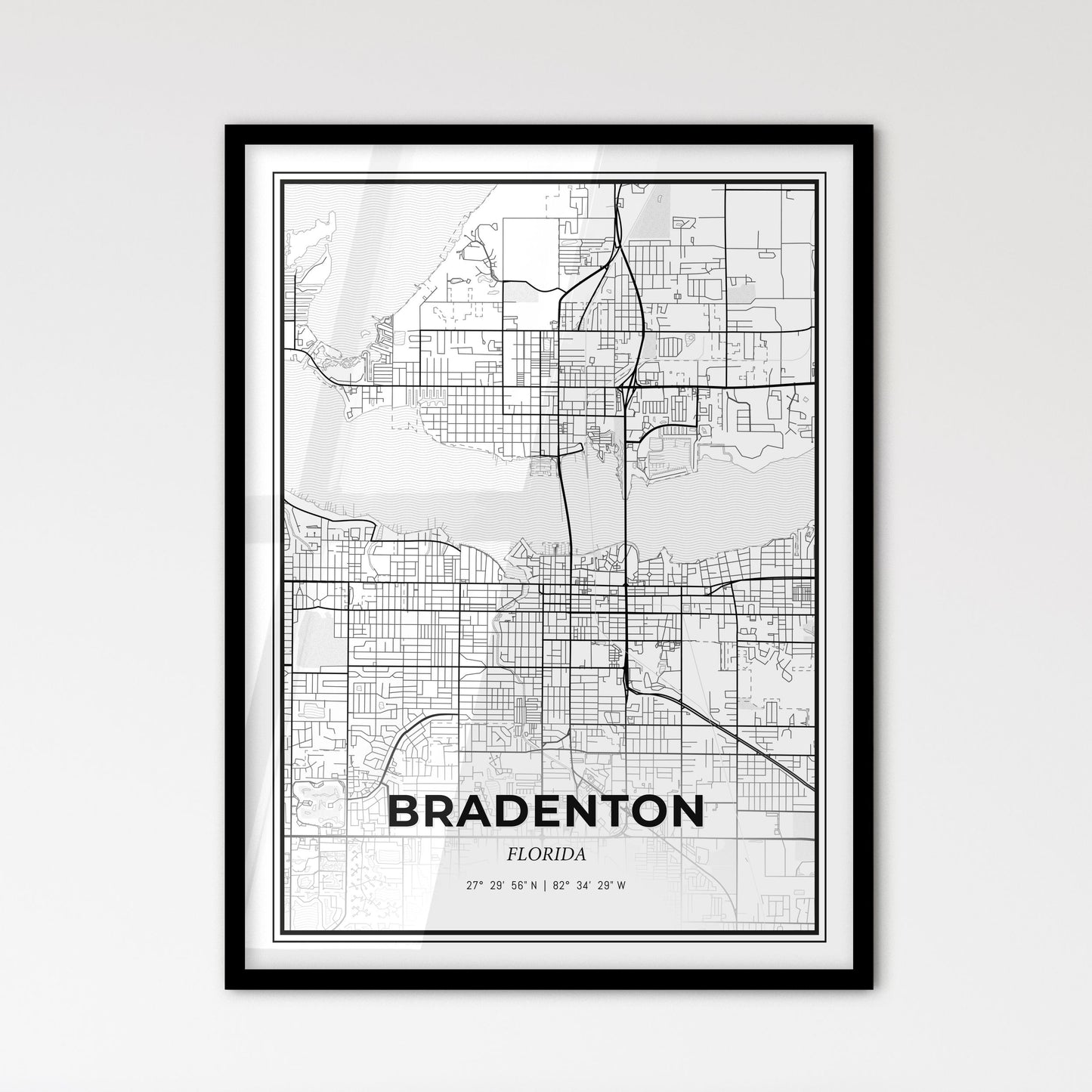 Bradenton Florida - Scandinavian Style City Map for Modern Home Decor