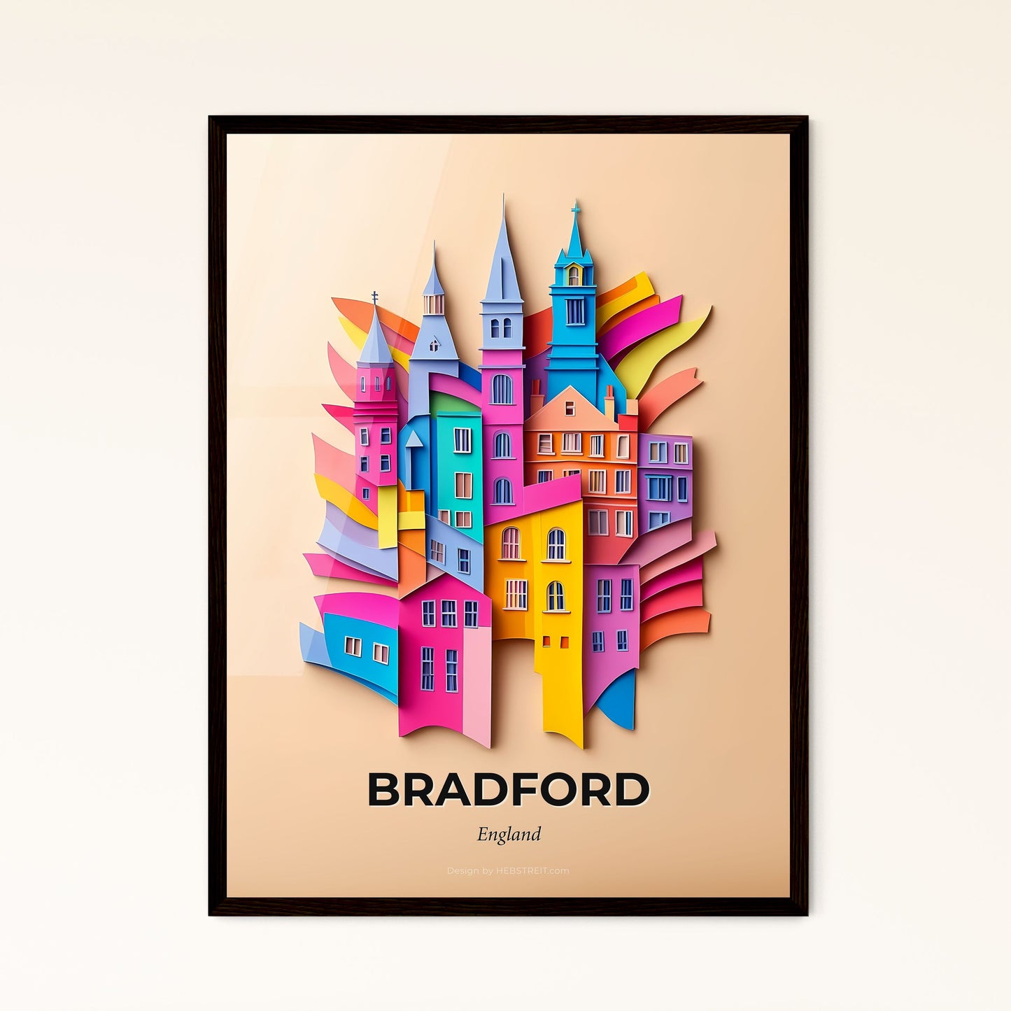 Vivid Bradford, England - a colorful city with a clock tower on top of it