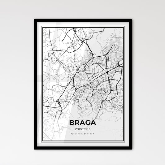 Braga Portugal - Scandinavian Style City Map for Modern Home Decor