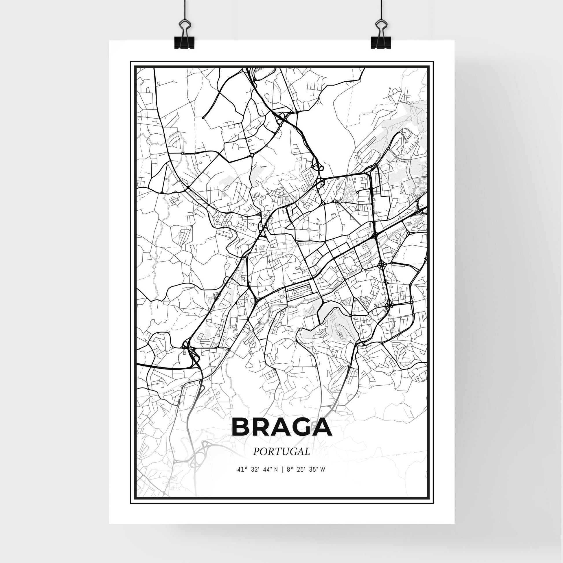 Braga Portugal - Premium City Map Poster