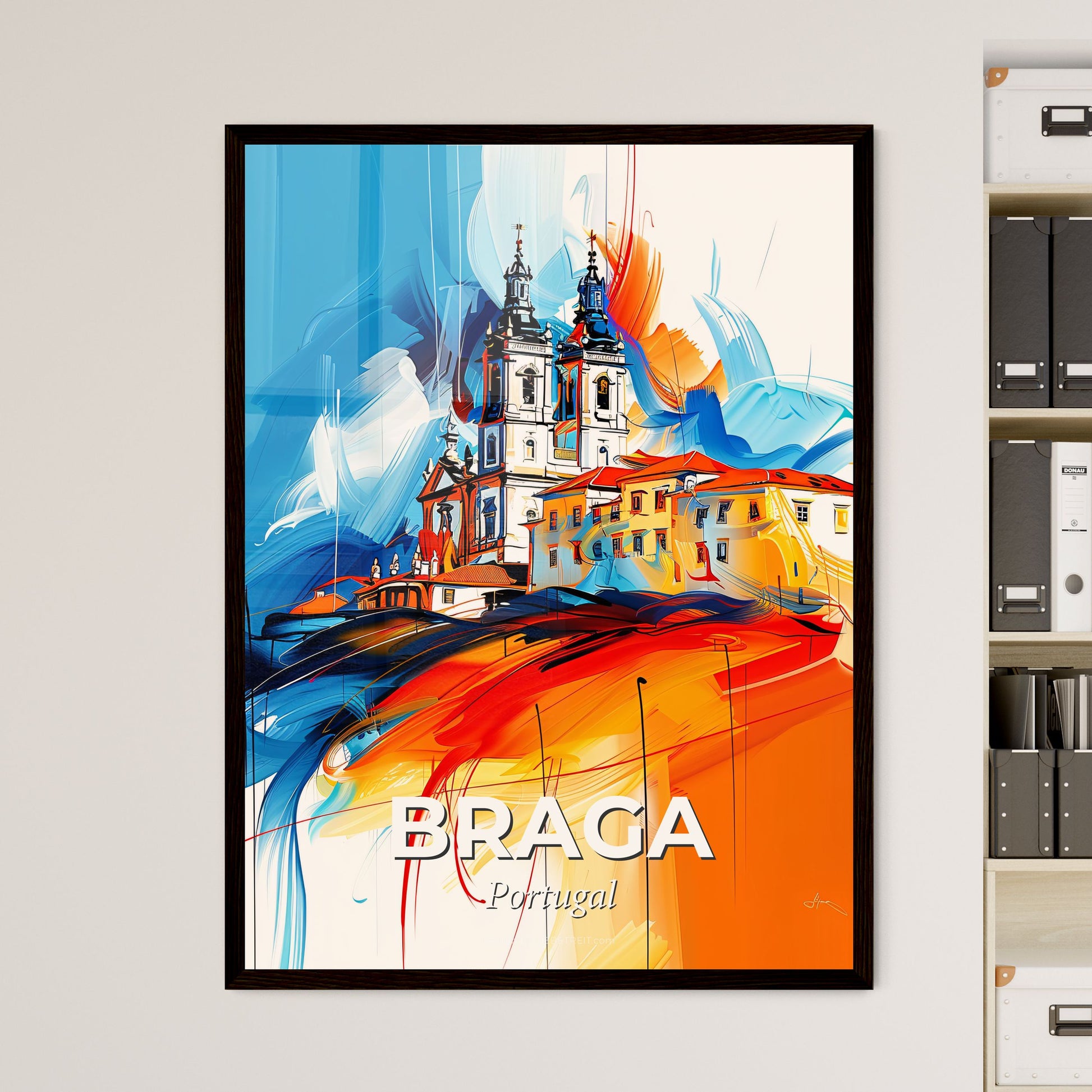 Vibrant Braga, Portugal - A Painting Of A Building