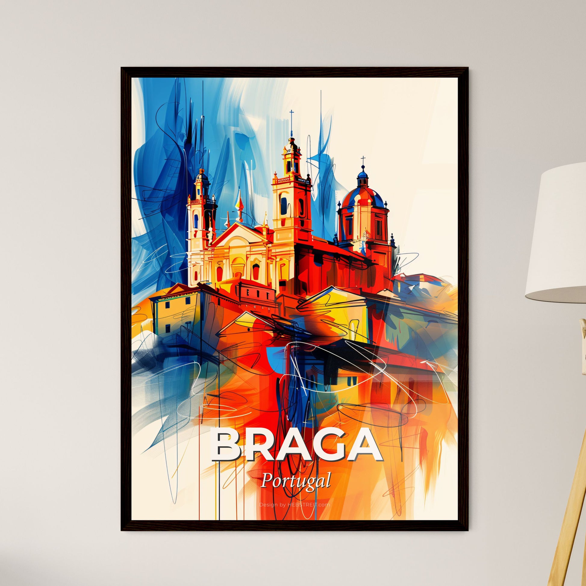 Vibrant Braga, Portugal - A Painting Of A Building