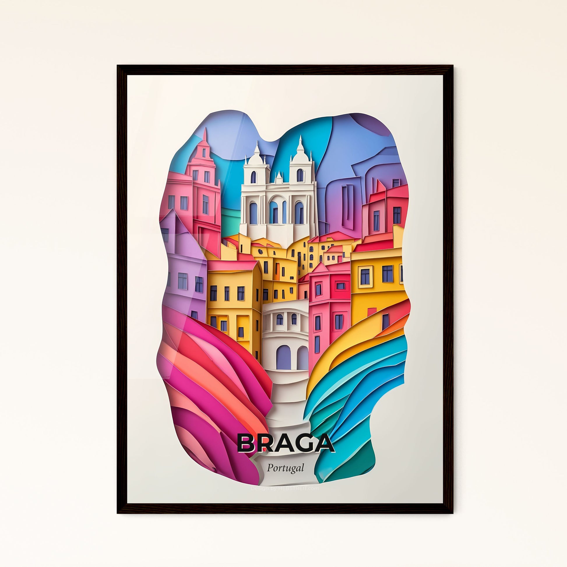 Vivid Braga, Portugal - a colorful city with a large tower in the middle