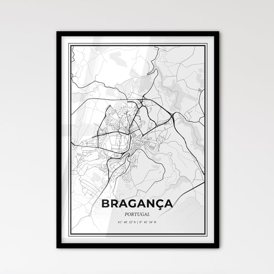 Bragança Portugal - Scandinavian Style City Map for Modern Home Decor