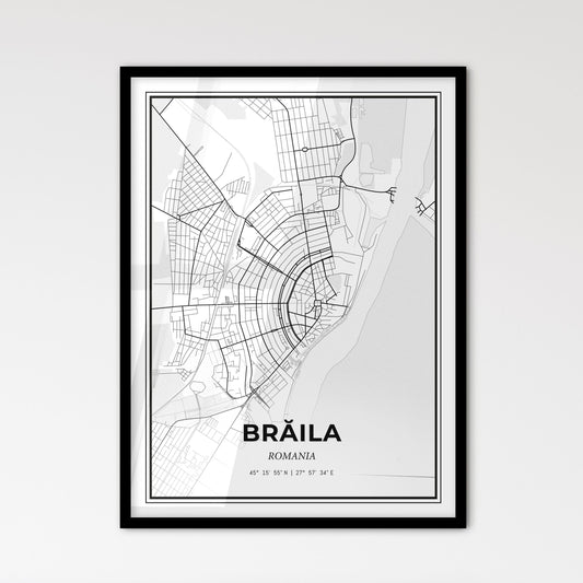 Brăila Romania - Scandinavian Style City Map for Modern Home Decor