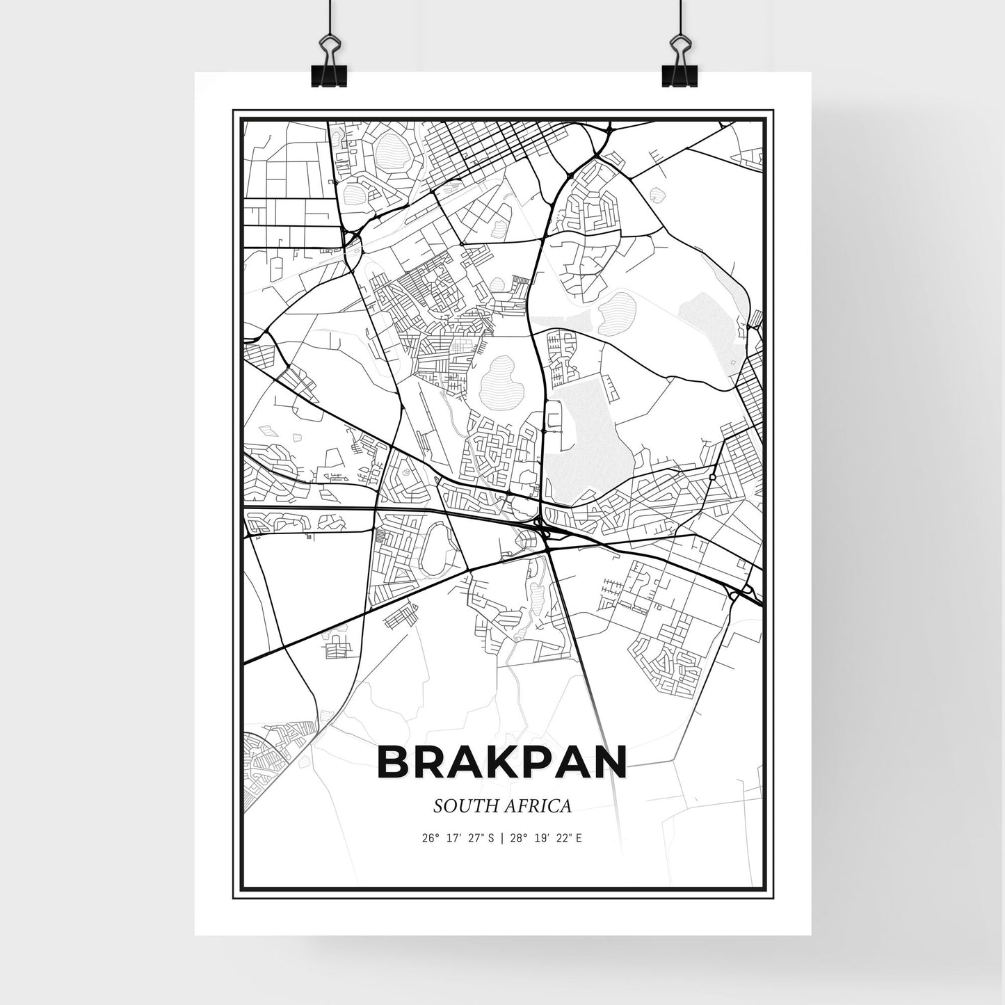 Brakpan South Africa - Premium City Map Poster