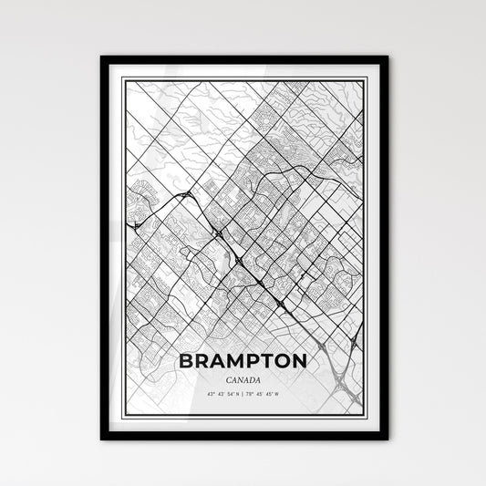 Brampton Canada - Scandinavian Style City Map for Modern Home Decor