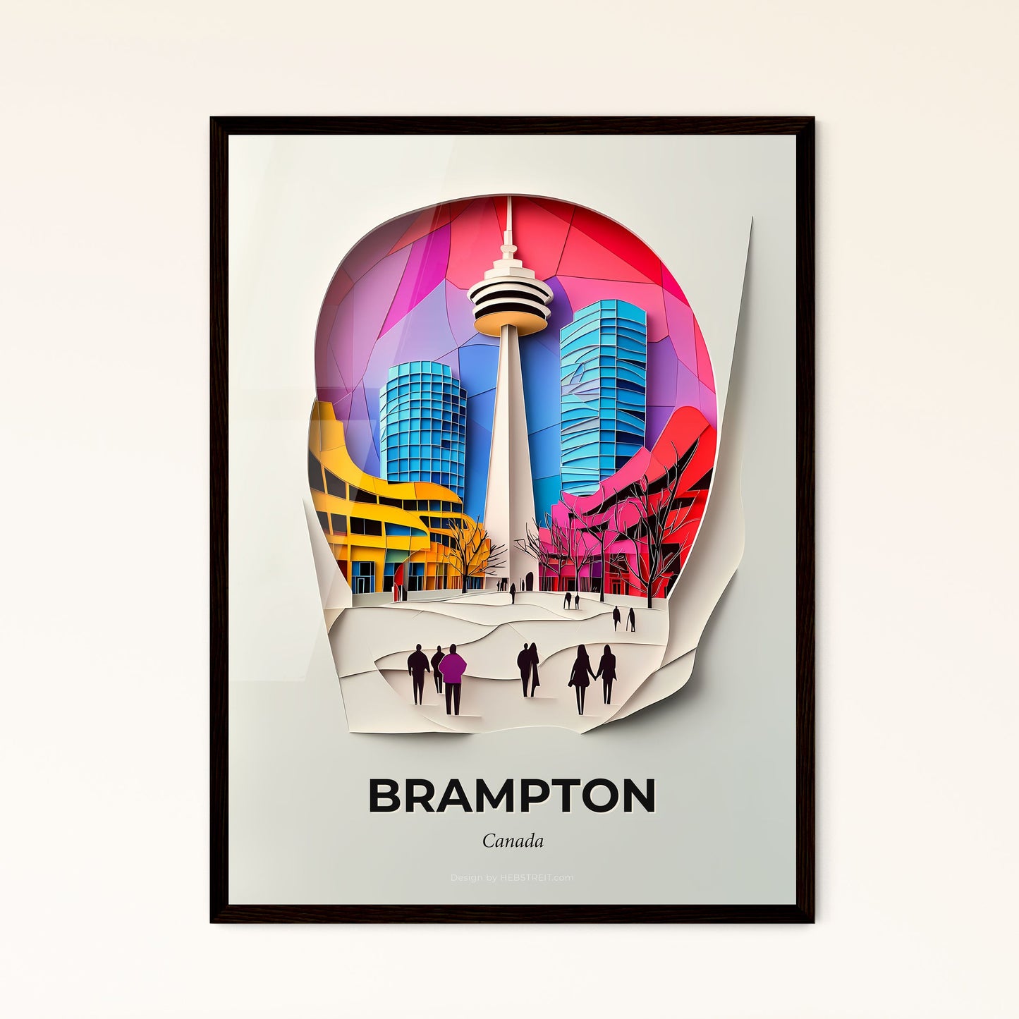 Vivid Brampton, Canada - a paper cut of a city with a tower