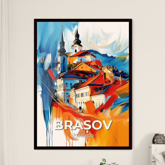 Vibrant Brașov, Romania - A Painting Of A Town