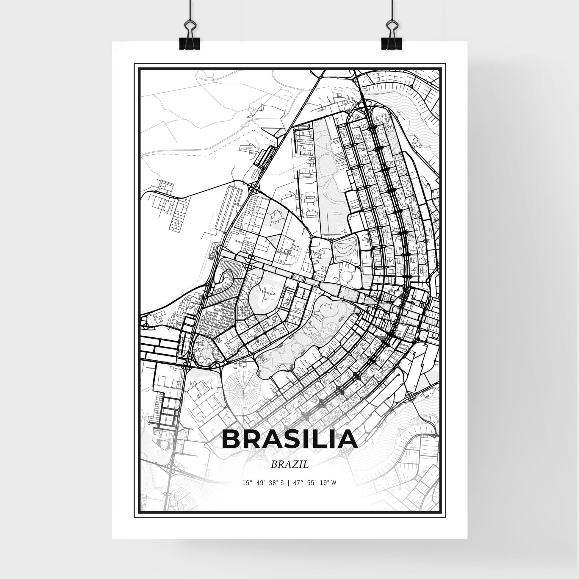 Brasilia Brazil - Premium City Map Poster