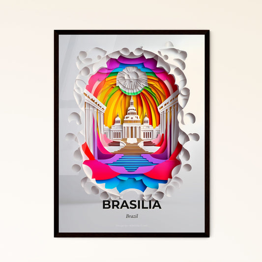 Vivid Brasilia, Brazil - a paper cut of a building with a rainbow