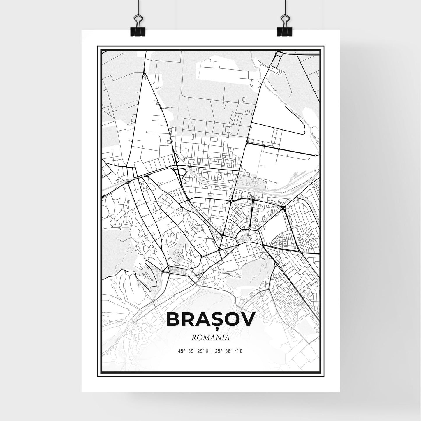 Brașov Romania - Premium City Map Poster