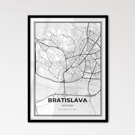 Bratislava Slovakia - Scandinavian Style City Map for Modern Home Decor