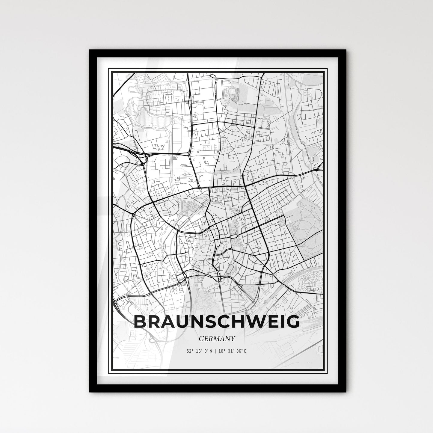 Braunschweig Germany - Scandinavian Style City Map for Modern Home Decor