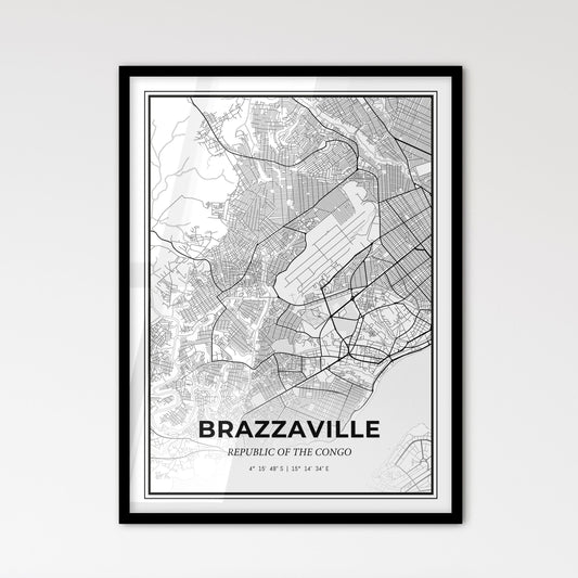 Brazzaville Republic Of The Congo - Scandinavian Style City Map for Modern Home Decor