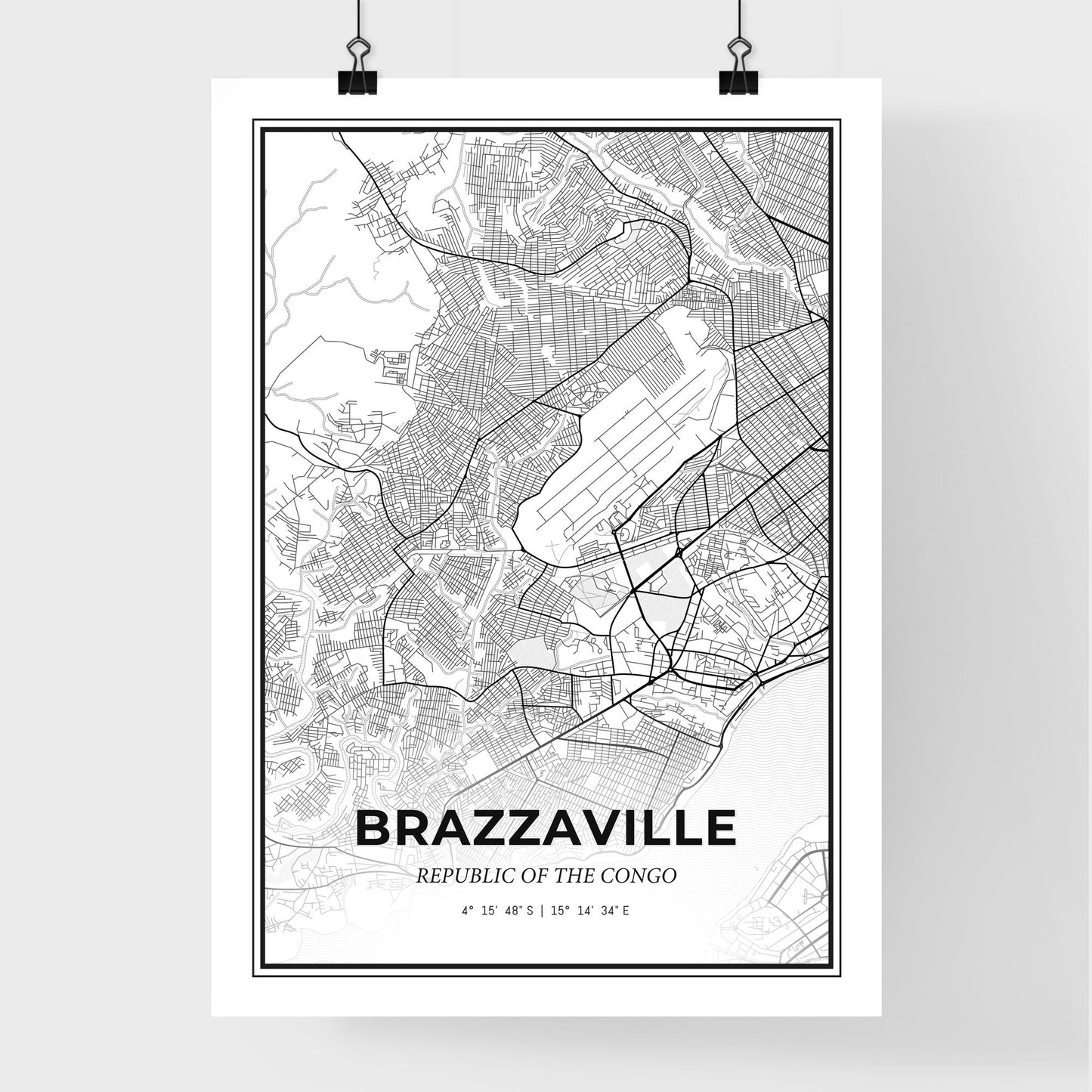 Brazzaville Republic Of The Congo - Premium City Map Poster