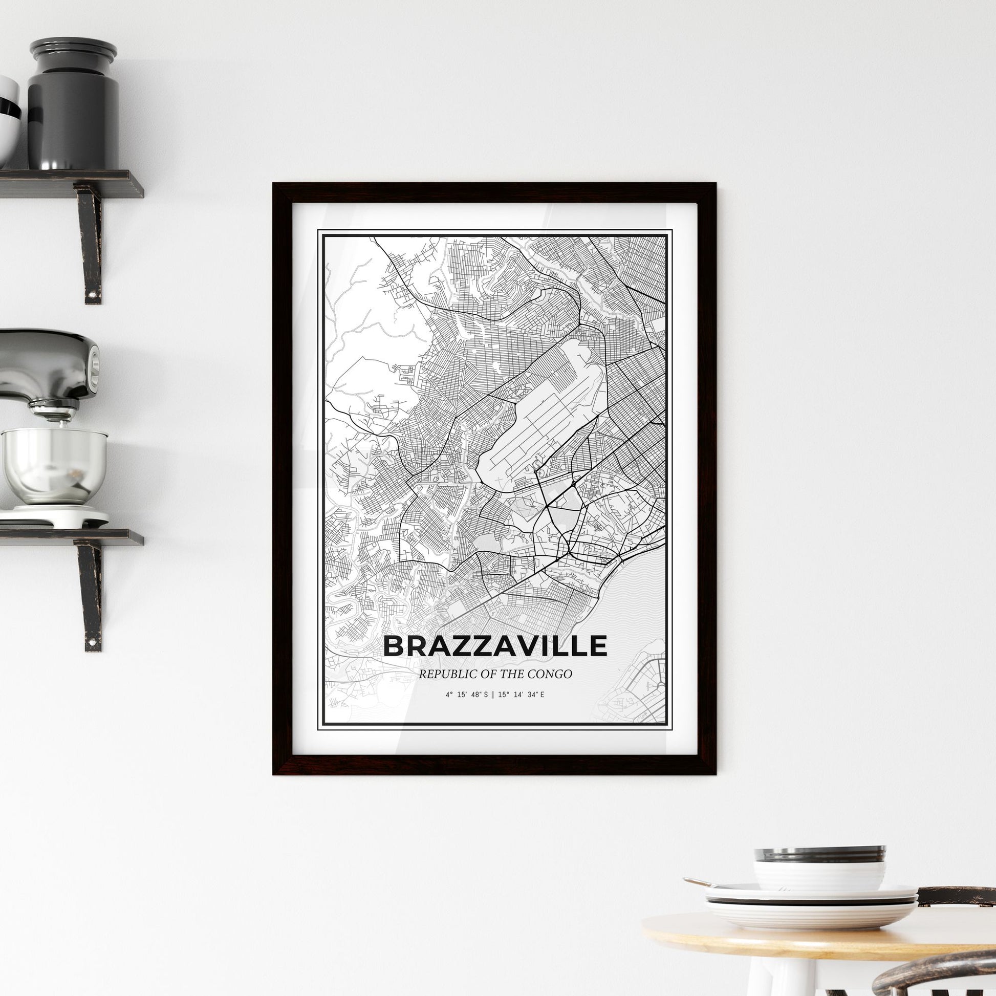 Brazzaville Republic Of The Congo - Minimal City Map