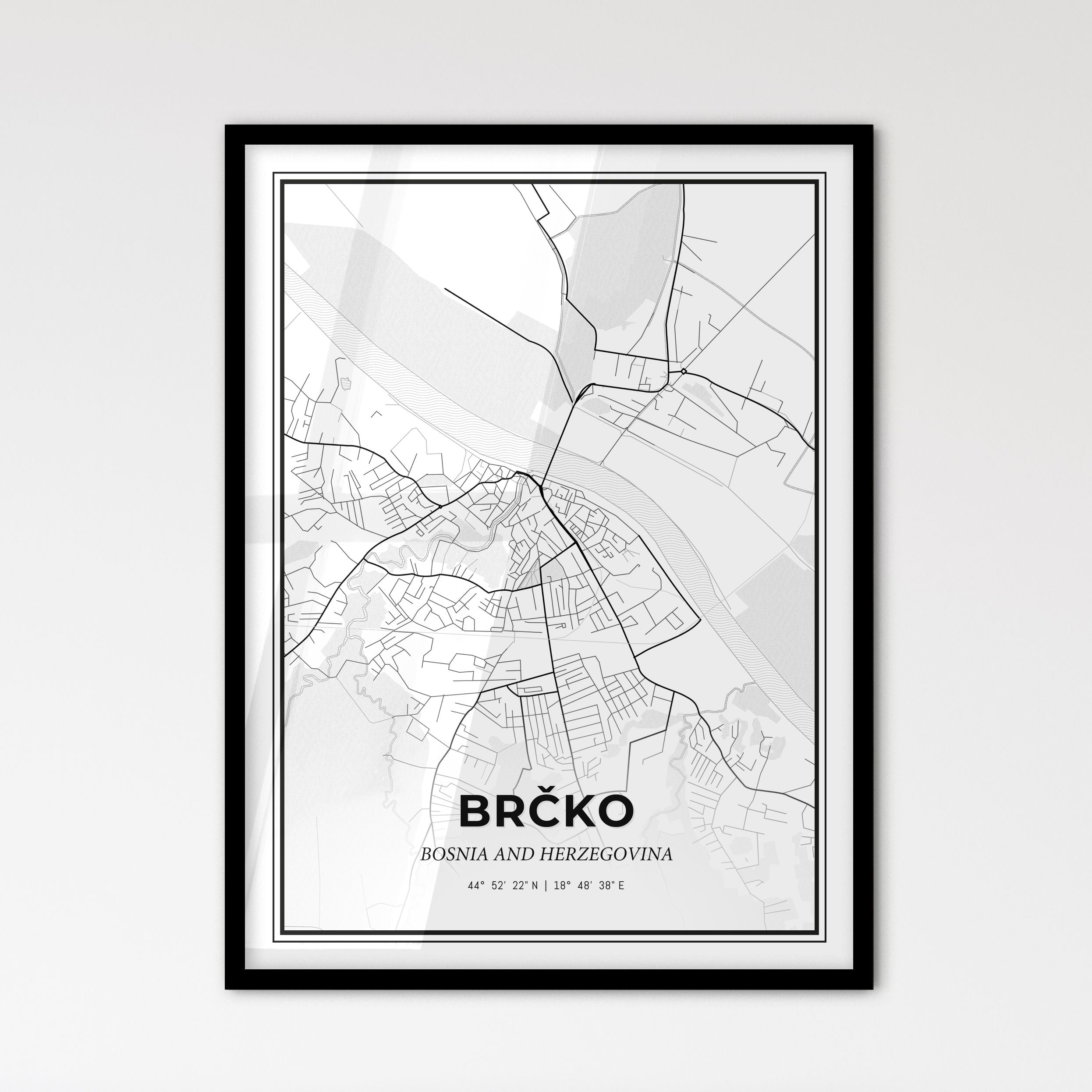 Brčko Bosnia and Herzegovina Scandinavian Style City Map – HEBSTREIT