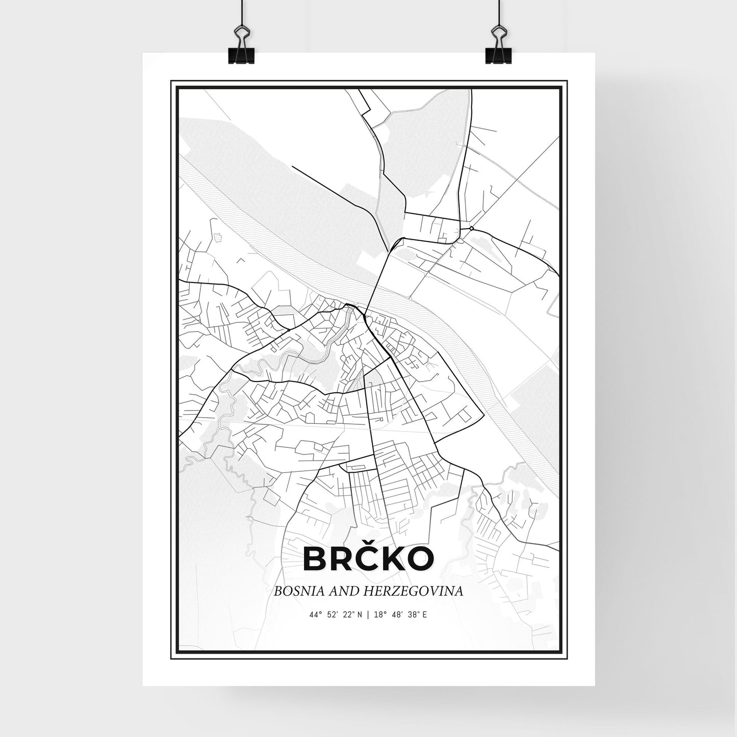 Brčko Bosnia and Herzegovina - Premium City Map Poster