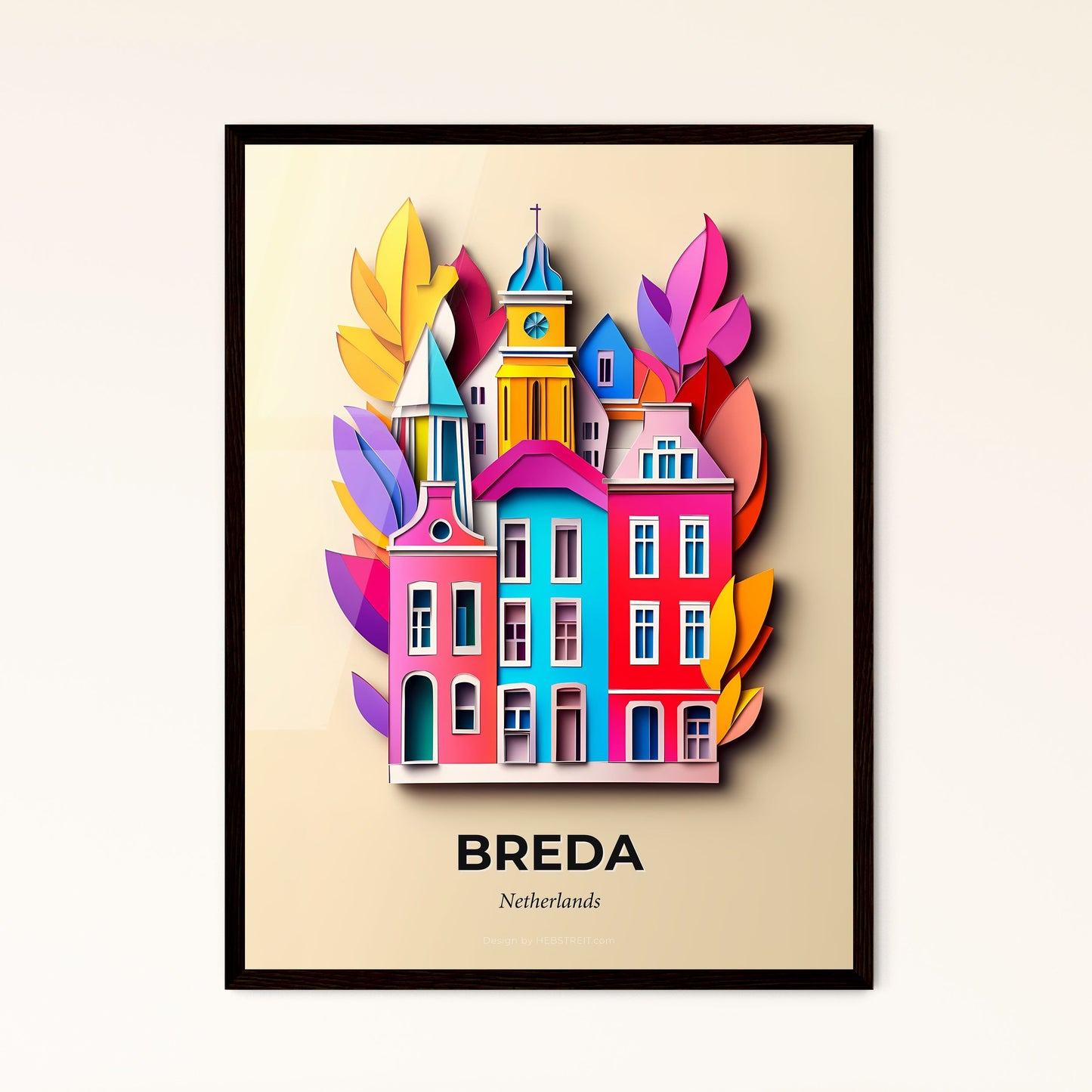 Vivid Breda, Netherlands - a colorful building with a clock tower on top