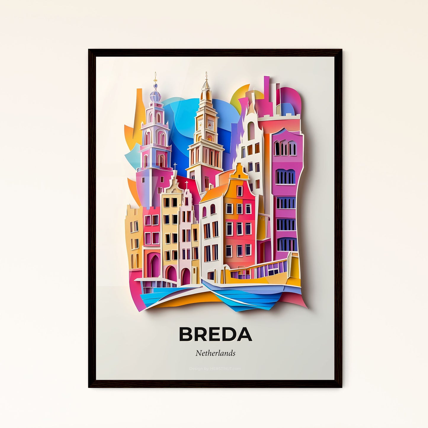 Vivid Breda, Netherlands - a paper cut of a city with a boat