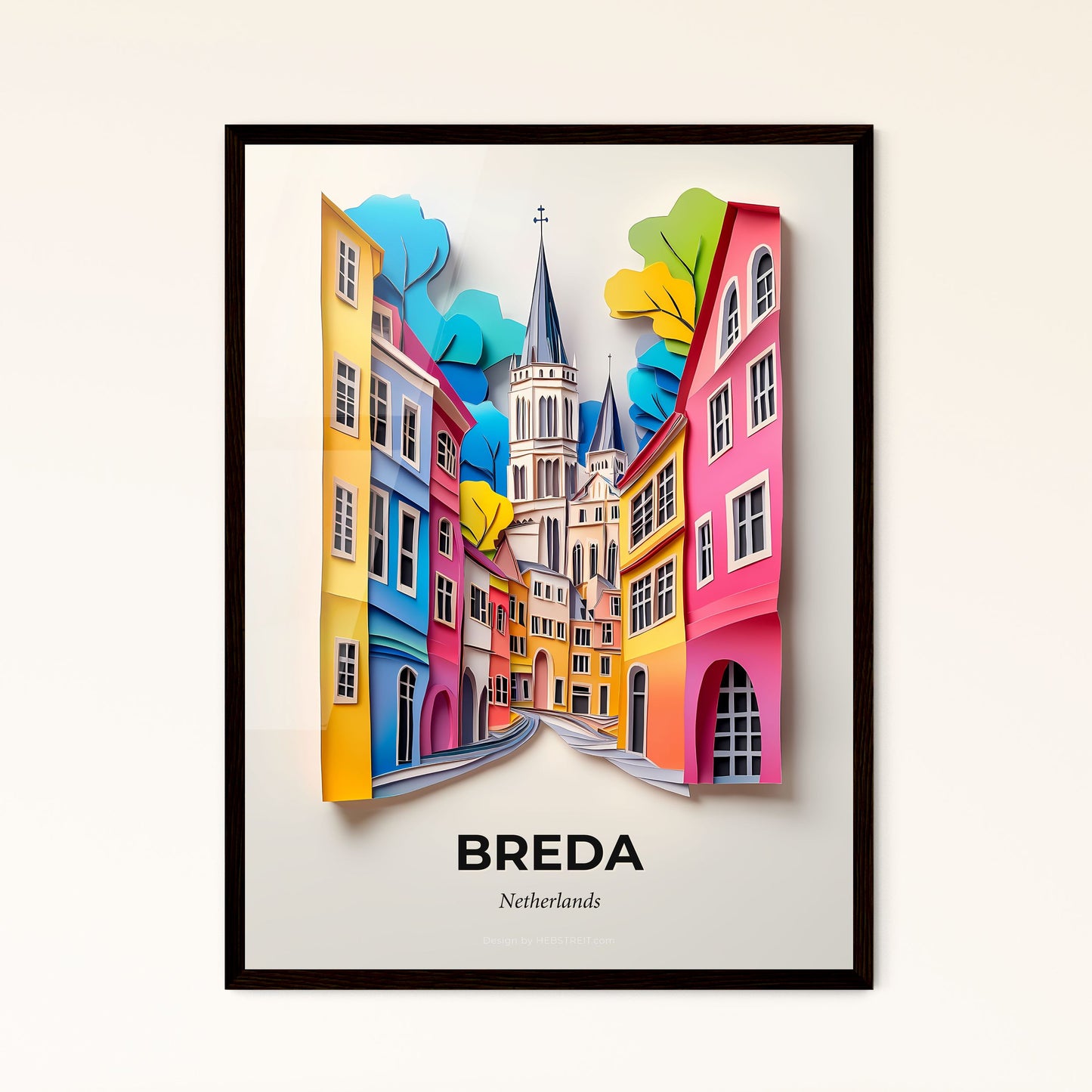 Vivid Breda, Netherlands - a paper cut of a city with a church