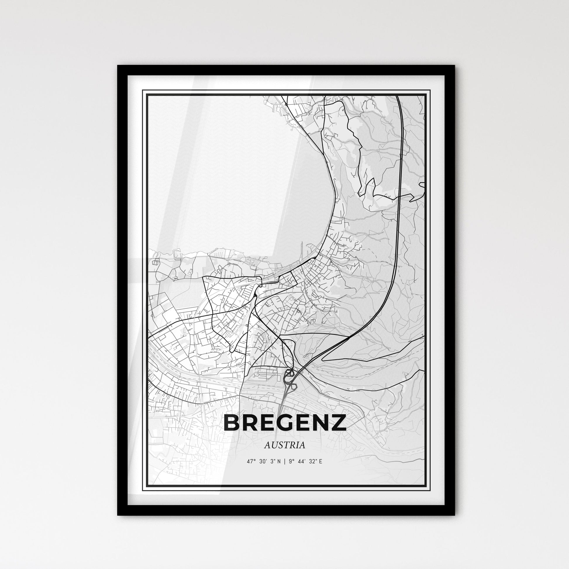 Bregenz Austria - Scandinavian Style City Map for Modern Home Decor