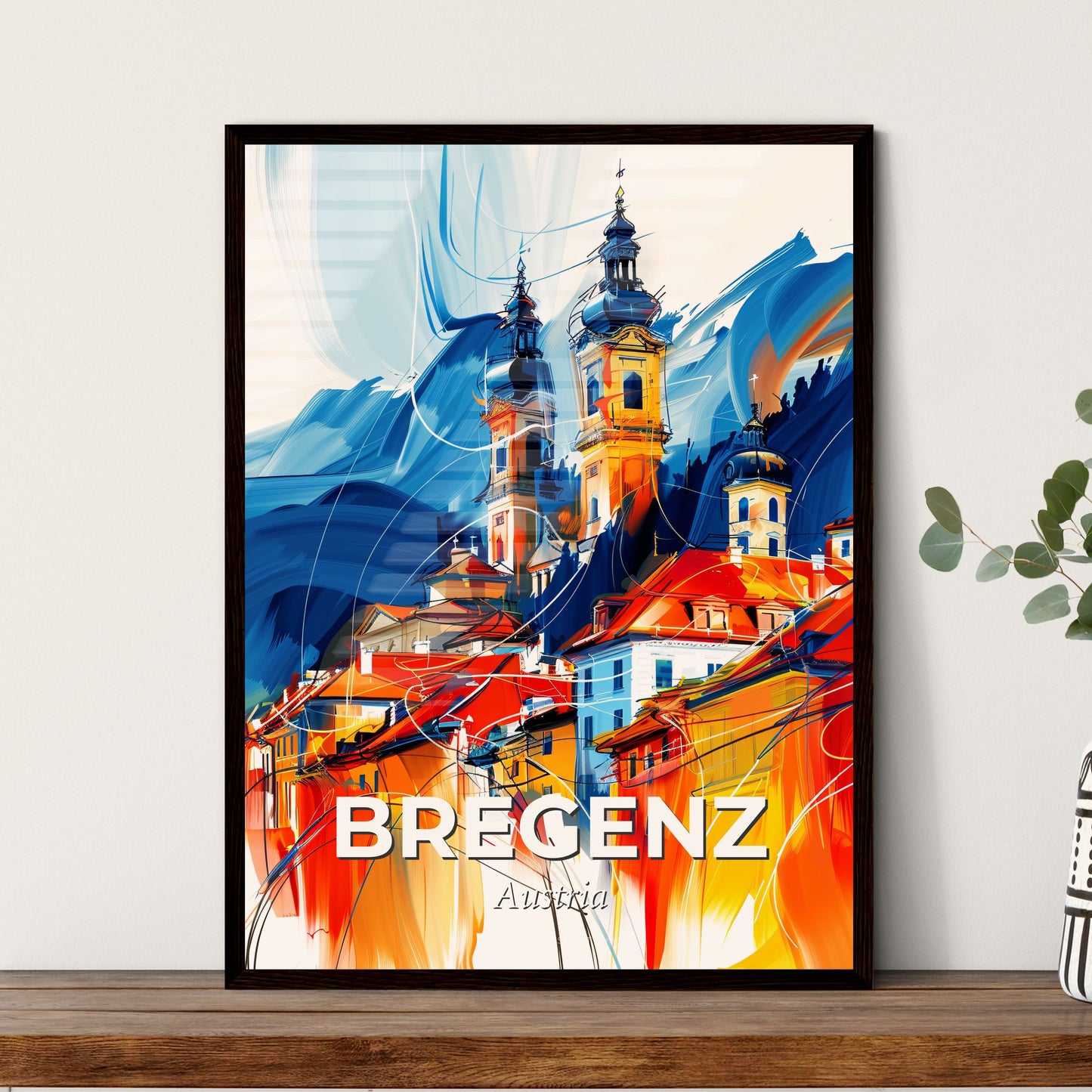 Vibrant Bregenz, Austria - A Painting Of A Town