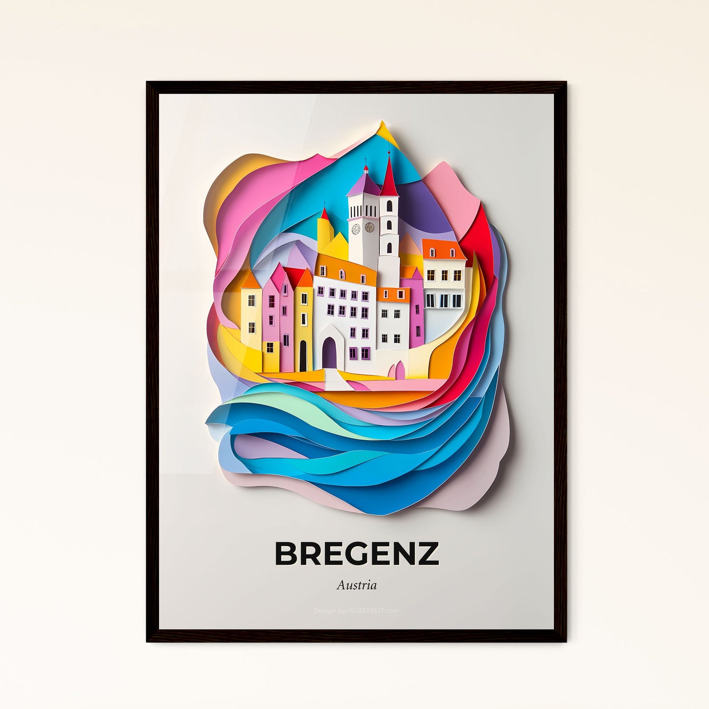 Vivid Bregenz, Austria - a paper cut of a city with a clock tower