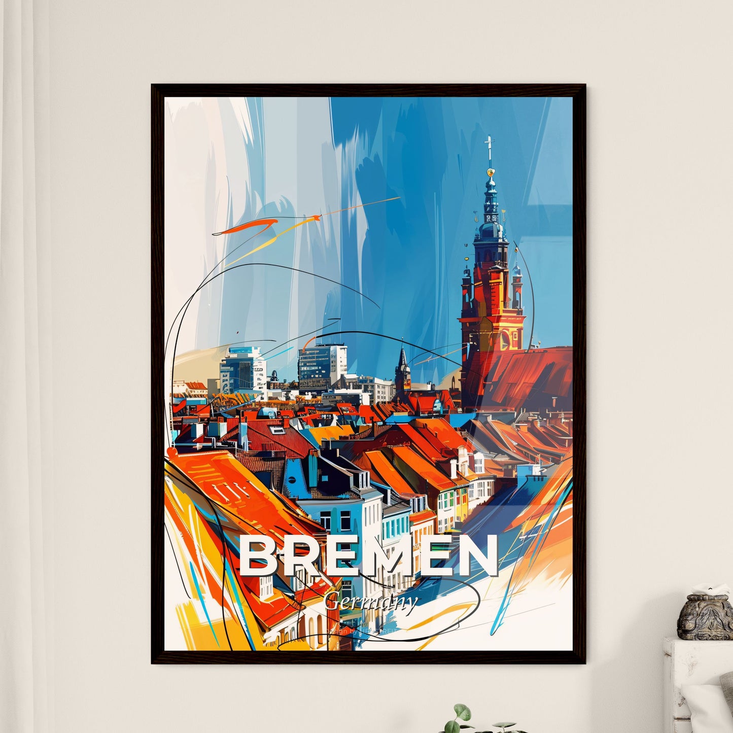 Vibrant Bremen, Germany - A Cityscape With A Tower And Buildings