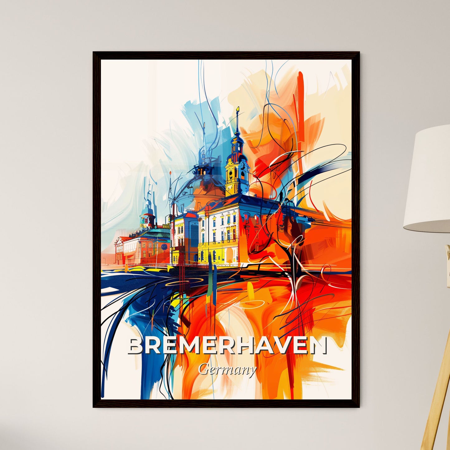 Vibrant Bremerhaven, Germany - A Painting Of A Building