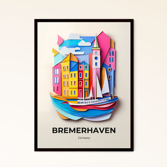 Vivid Bremerhaven, Germany - a paper cut of a city with a boat