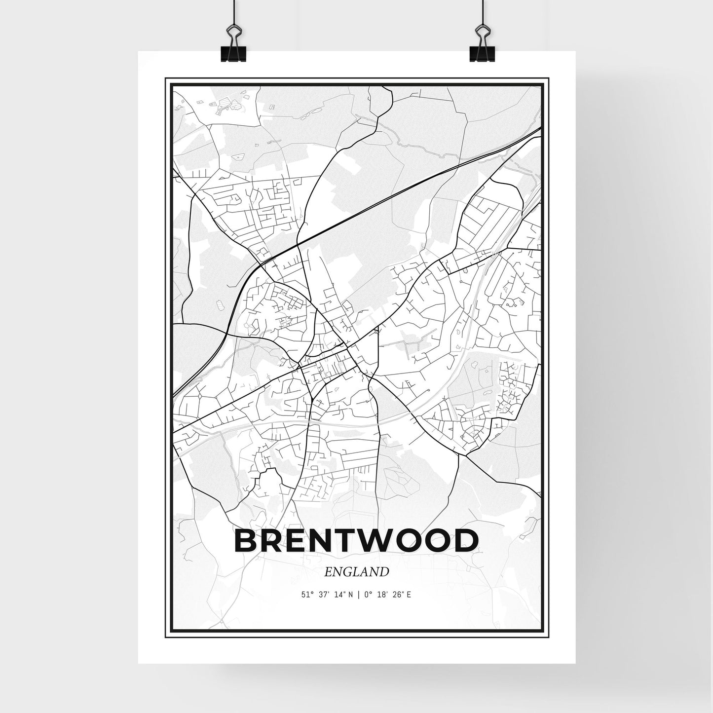 Brentwood England - Premium City Map Poster