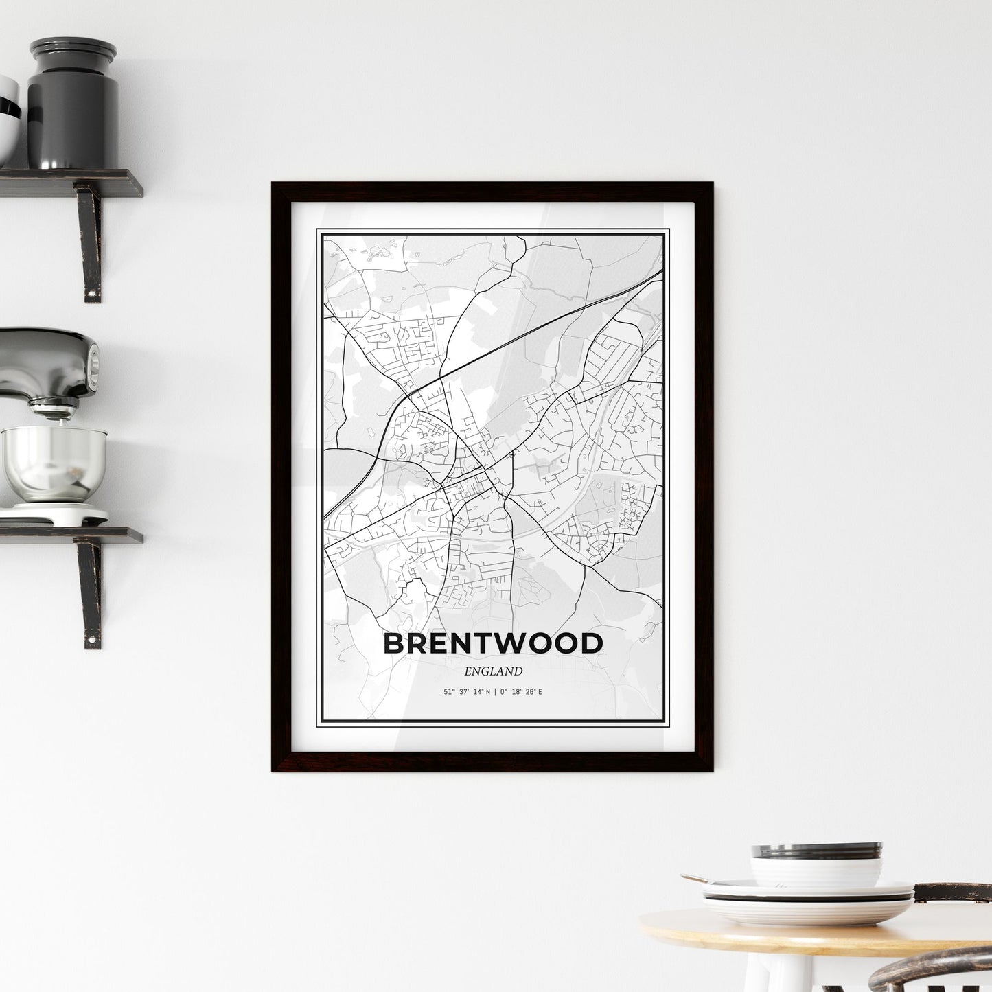 Brentwood England - Minimal City Map