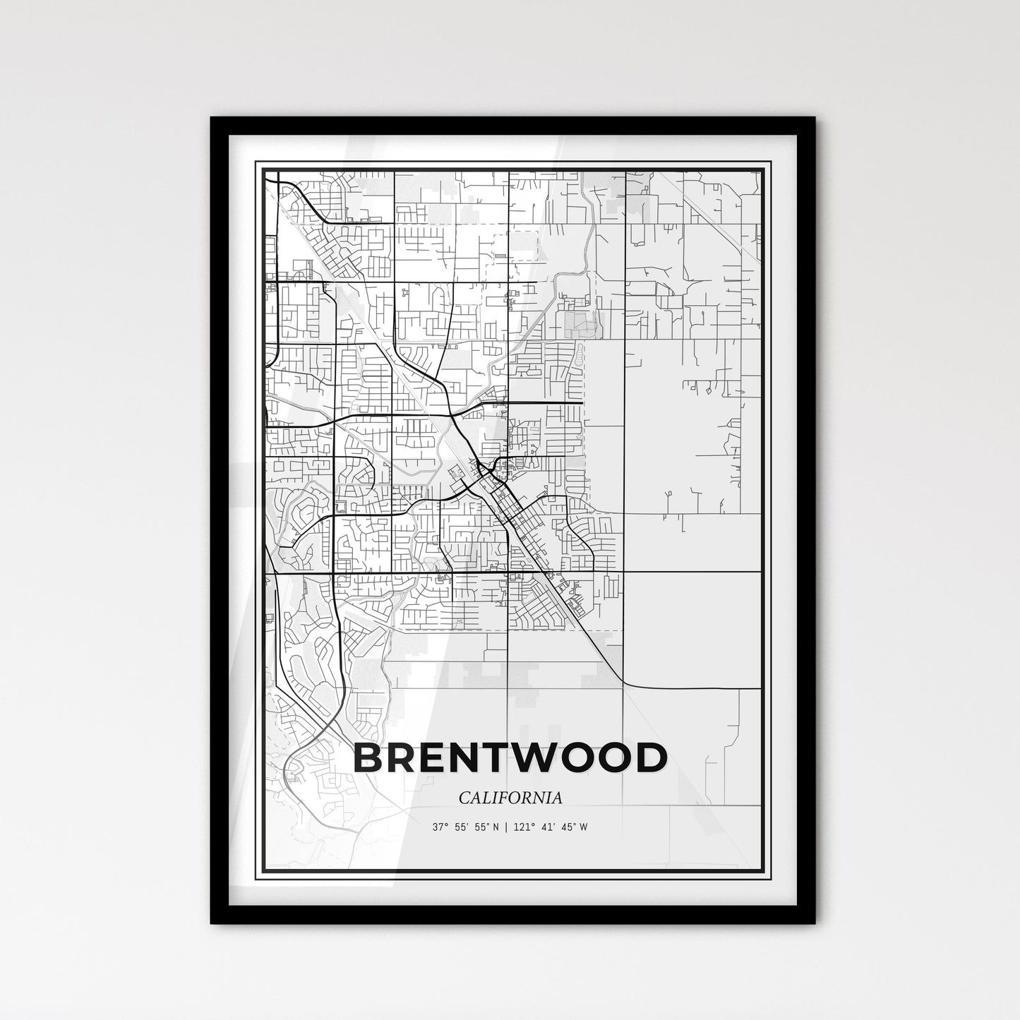 Brentwood California - Scandinavian Style City Map for Modern Home Decor