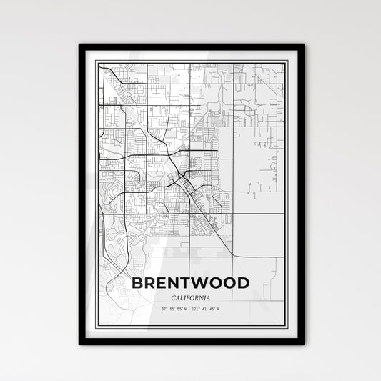 Brentwood California - Scandinavian Style City Map for Modern Home Decor