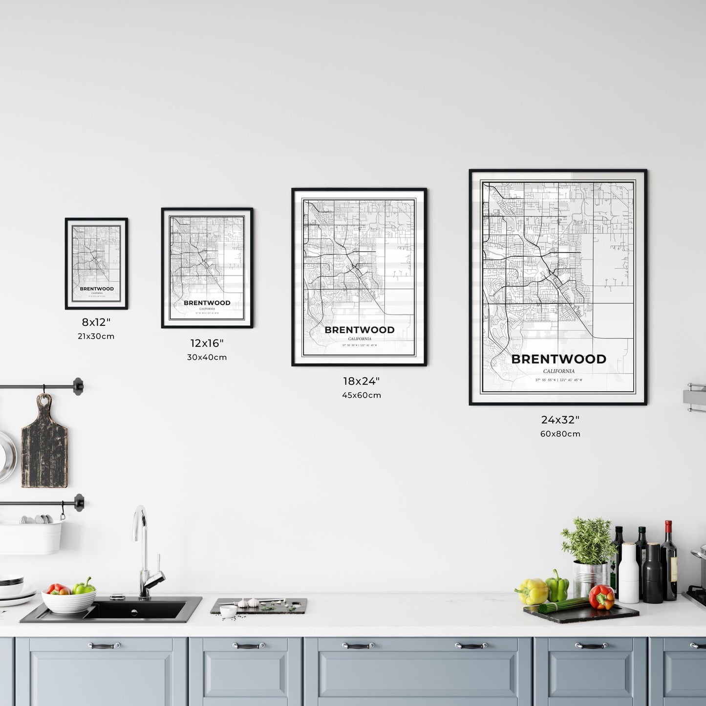 Brentwood California - Customizable Modern City Map