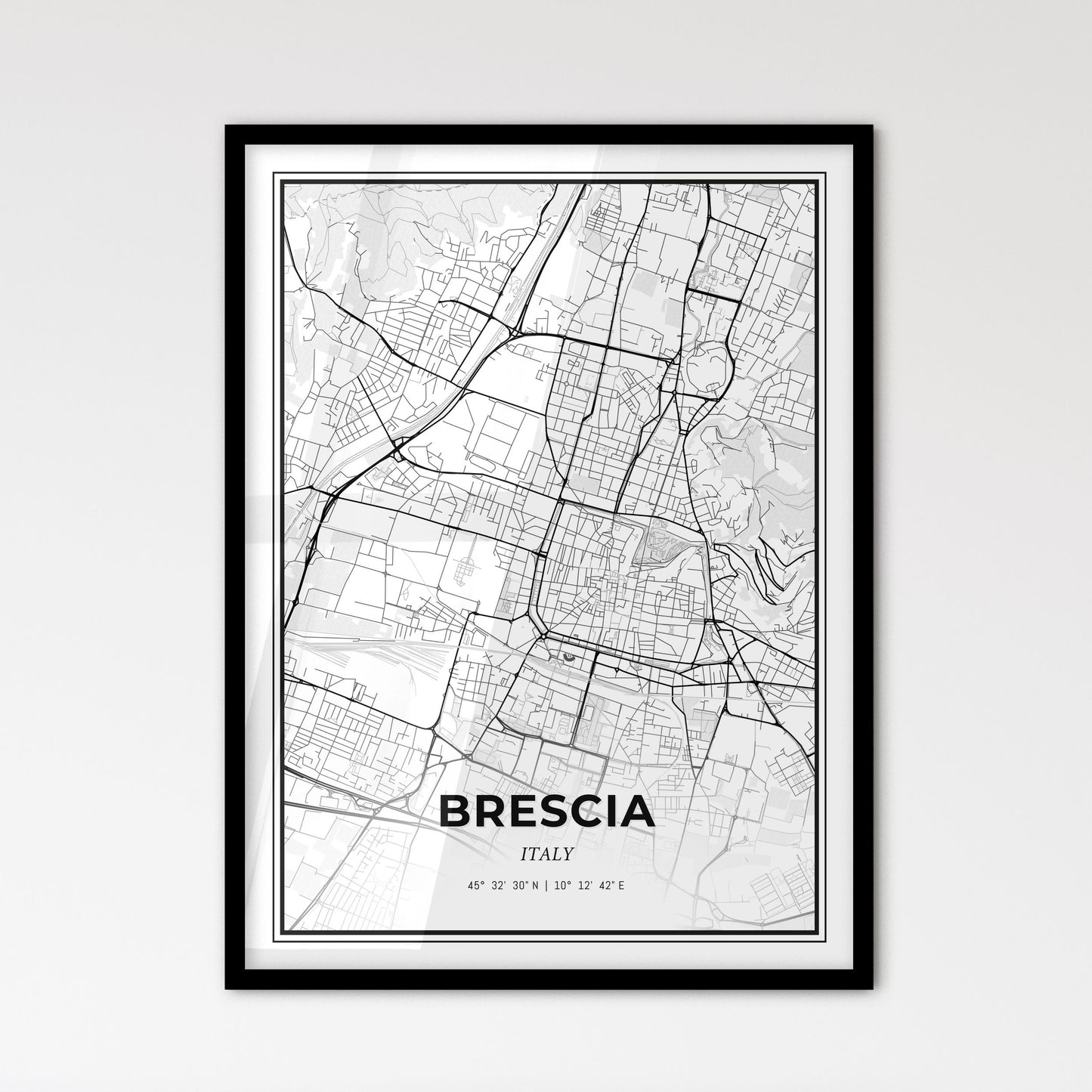 Brescia Italy - Scandinavian Style City Map for Modern Home Decor