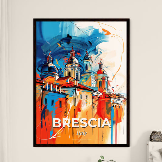 Vibrant Brescia , Italy - A Painting Of A Building With A Colorful Background