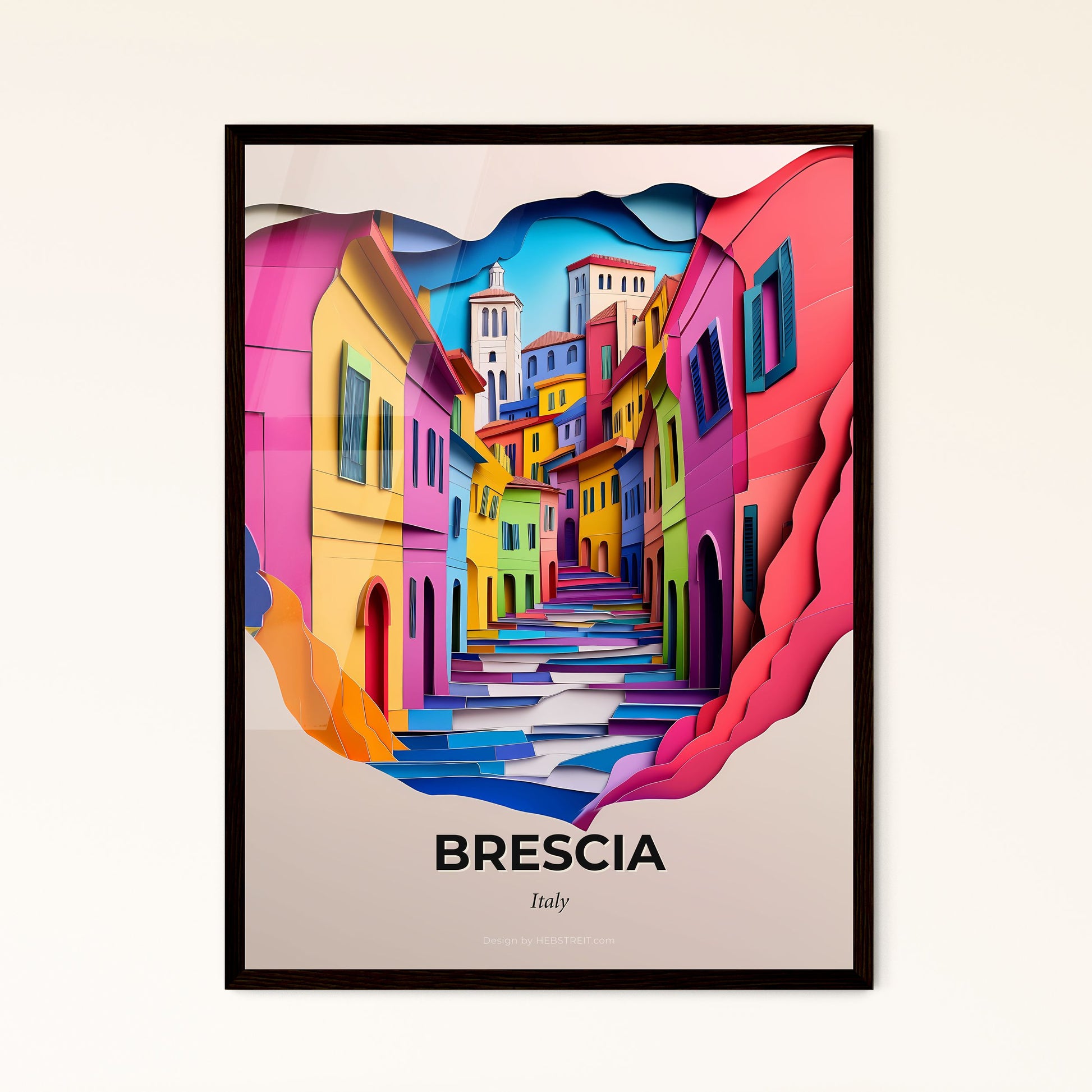 Vivid Brescia, Italy - a colorful city with a staircase going up to it